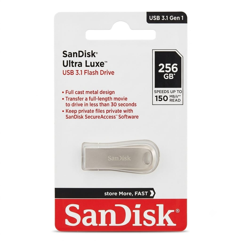 Fləş kart Sandisk Ultra Luxe, 256 GB, USB 3.1, gümüşü, 150 Mb/s