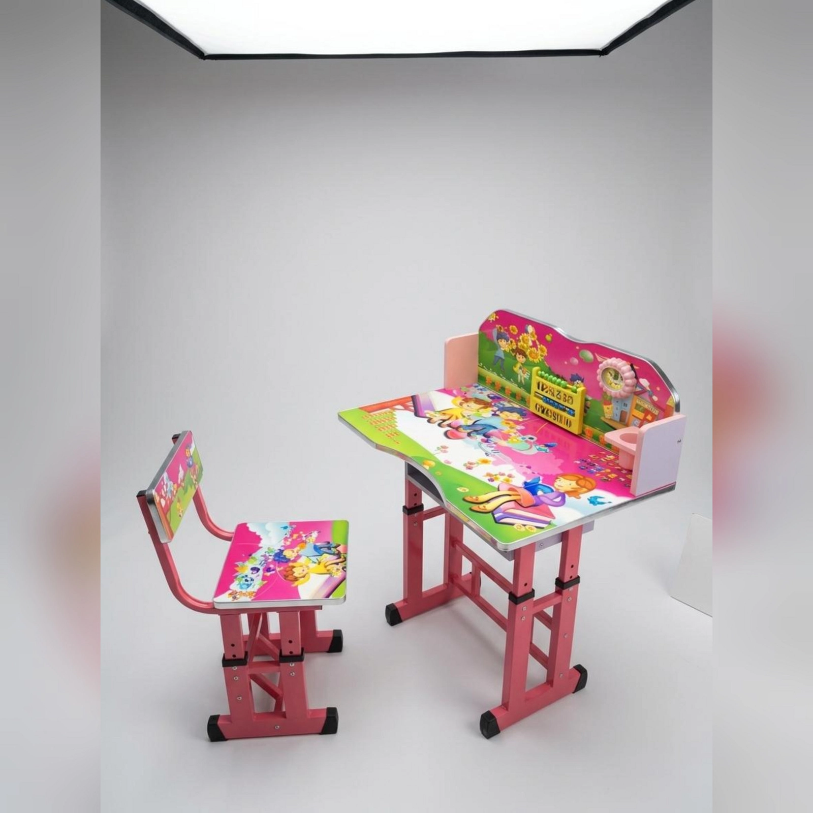 Uşaq üçün masa və stul dəsti, laminat, çəhrayı, 4+ yaş