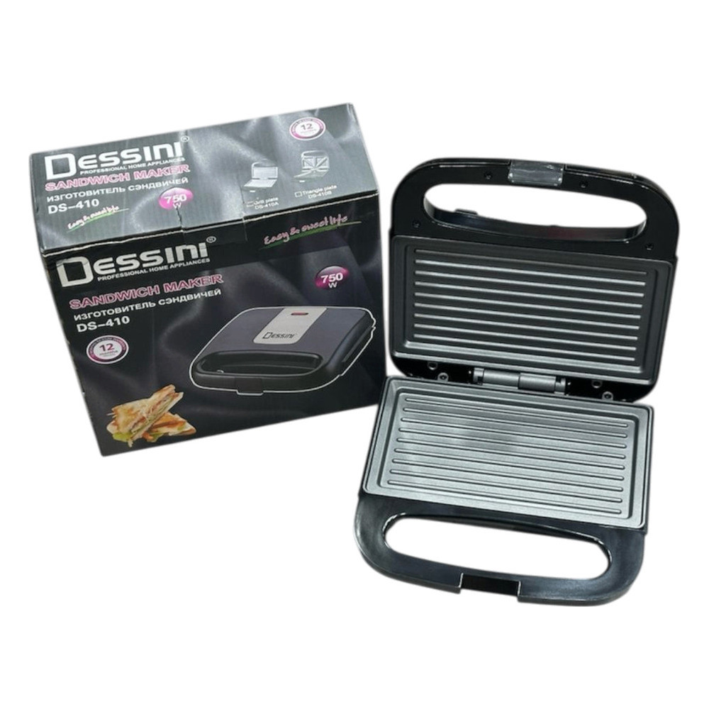 Sendviç cihazı Dessini DS-410, 750 Vt, Qara, Formanın yanmağa qarşı örtüyü