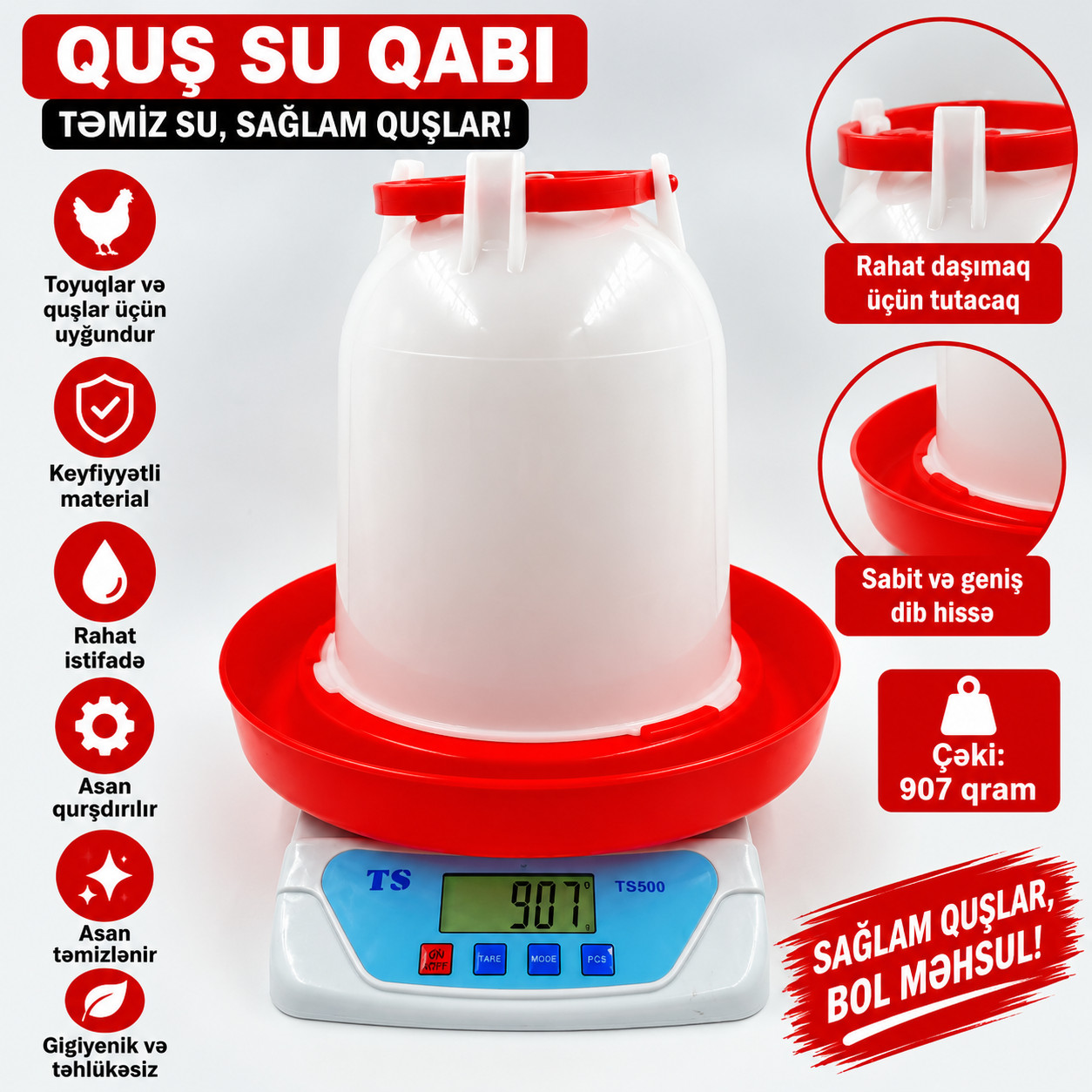 Yem və su təknəsi quş üçün No brand, Su təknəsi, 1 L, Plastik, Yerüstü/Asma/Masaüstü