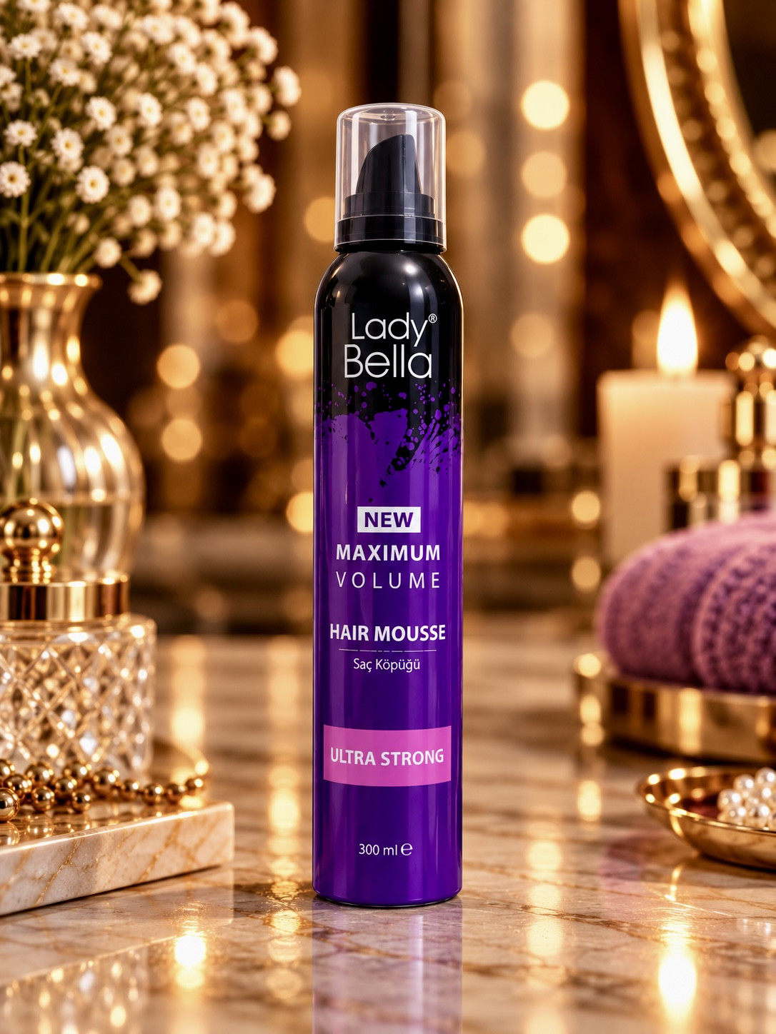 Saçlar üçün muss Lady Bella Ultra Strong, 300 ml, Həcm üçün/Sabitləmə