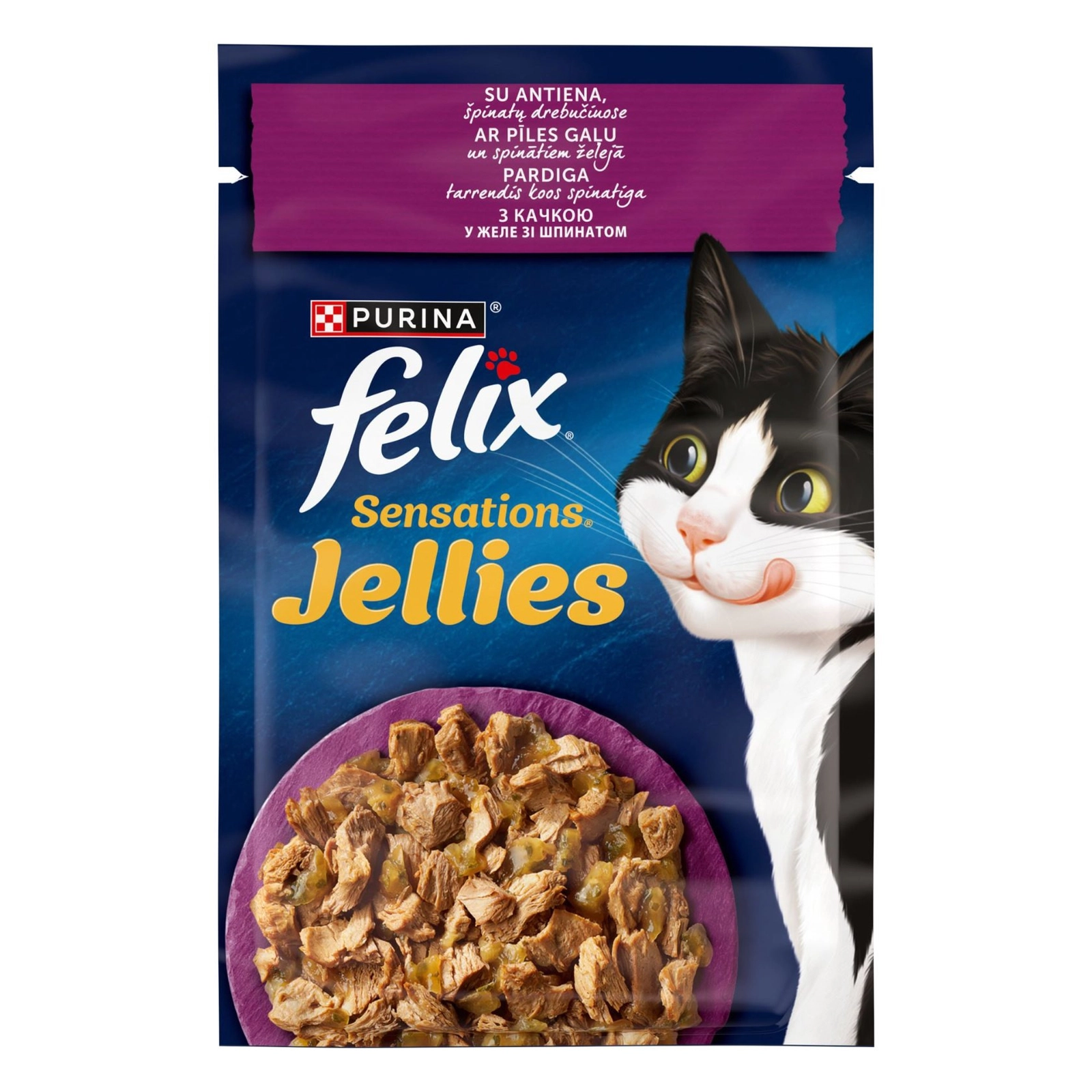 Felix Sensations, Ördək və Ispanaqlı Yaş Pişik Yemi, 85 q