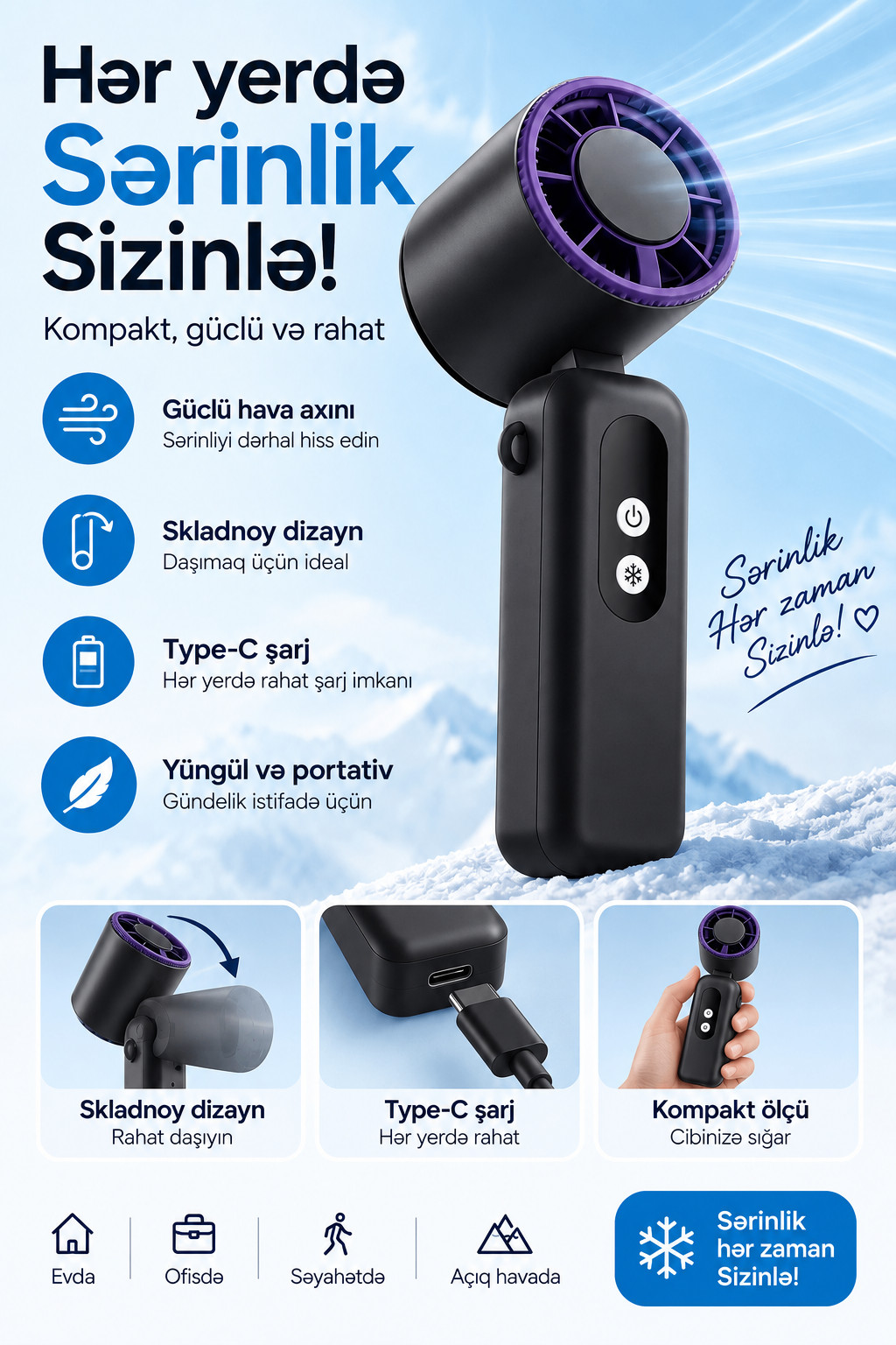 Portativ ventilyator EB_1442, buz haqlası ilə