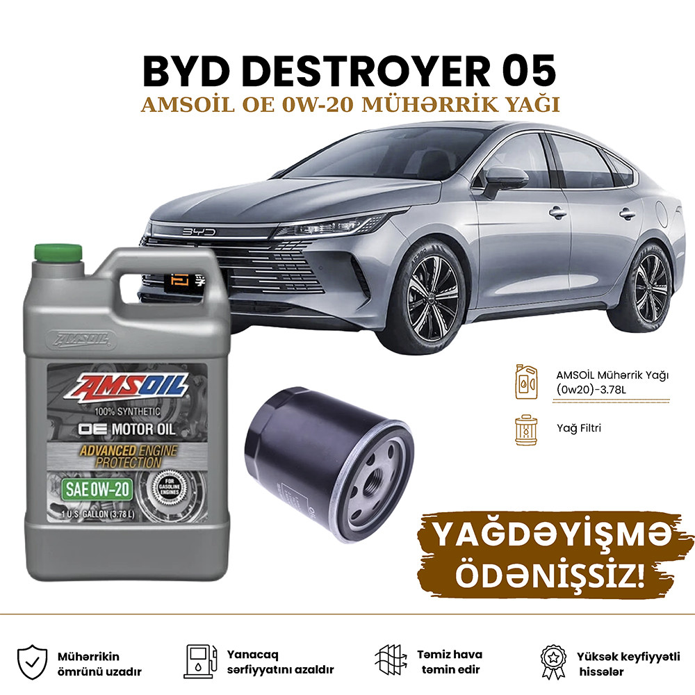 Yağ dəyişdirmə dəsti Amsoil, BYD Destroyer, motor yağı, yağ filtri, plug-in hibrid