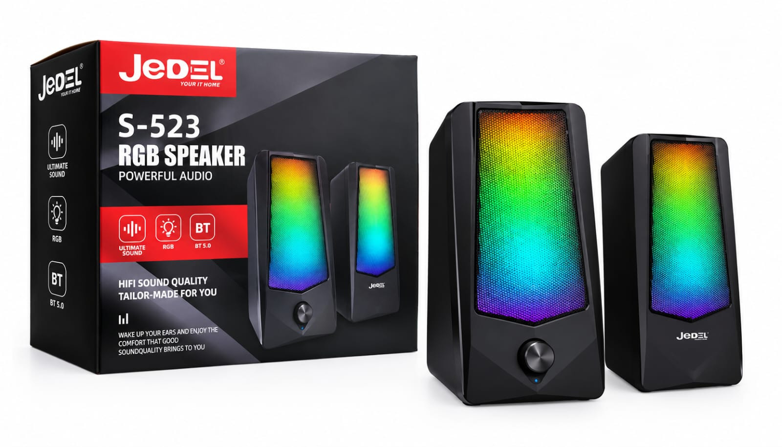 Akustik sistem Jedel S-523, Aktiv, 5 Vt, 4 Om, Qara