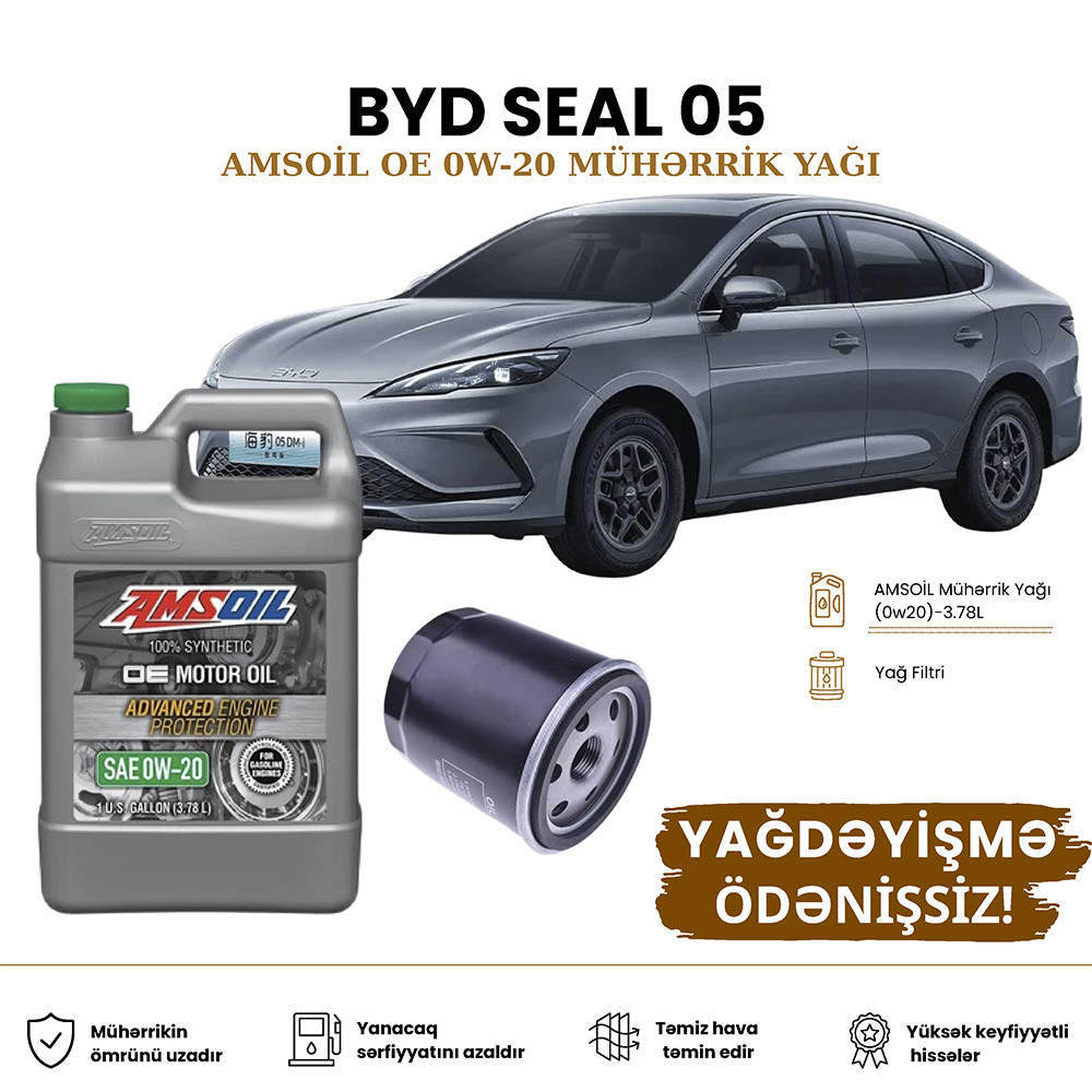 Yağ dəyişdirmə dəsti Amsoil OE Seriyası, BYD Seal 05, motor yağı, yağ filtri, plug-in hibrid