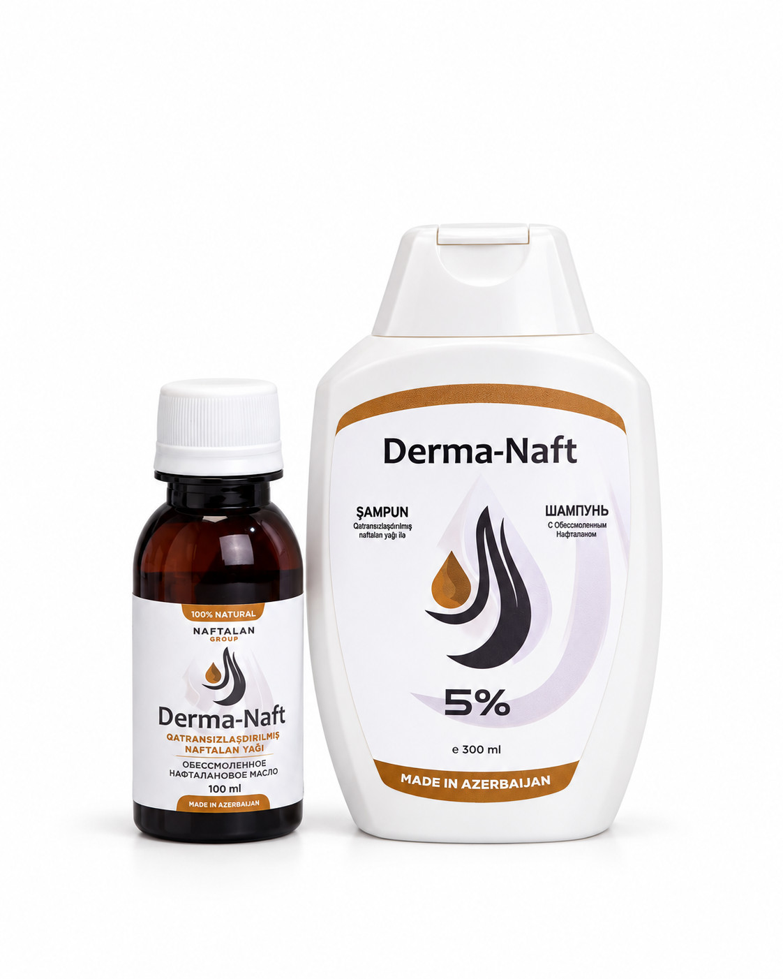Kəpəyə qarşı vasitələr dəsti Derma-Naft (şampun 300 ml + yağ 100 ml)