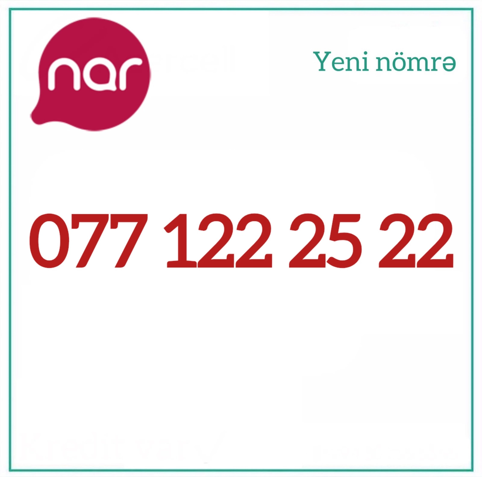 Mobil nömrə Nar +994 77 122 25 22 (Fiziki SIM)