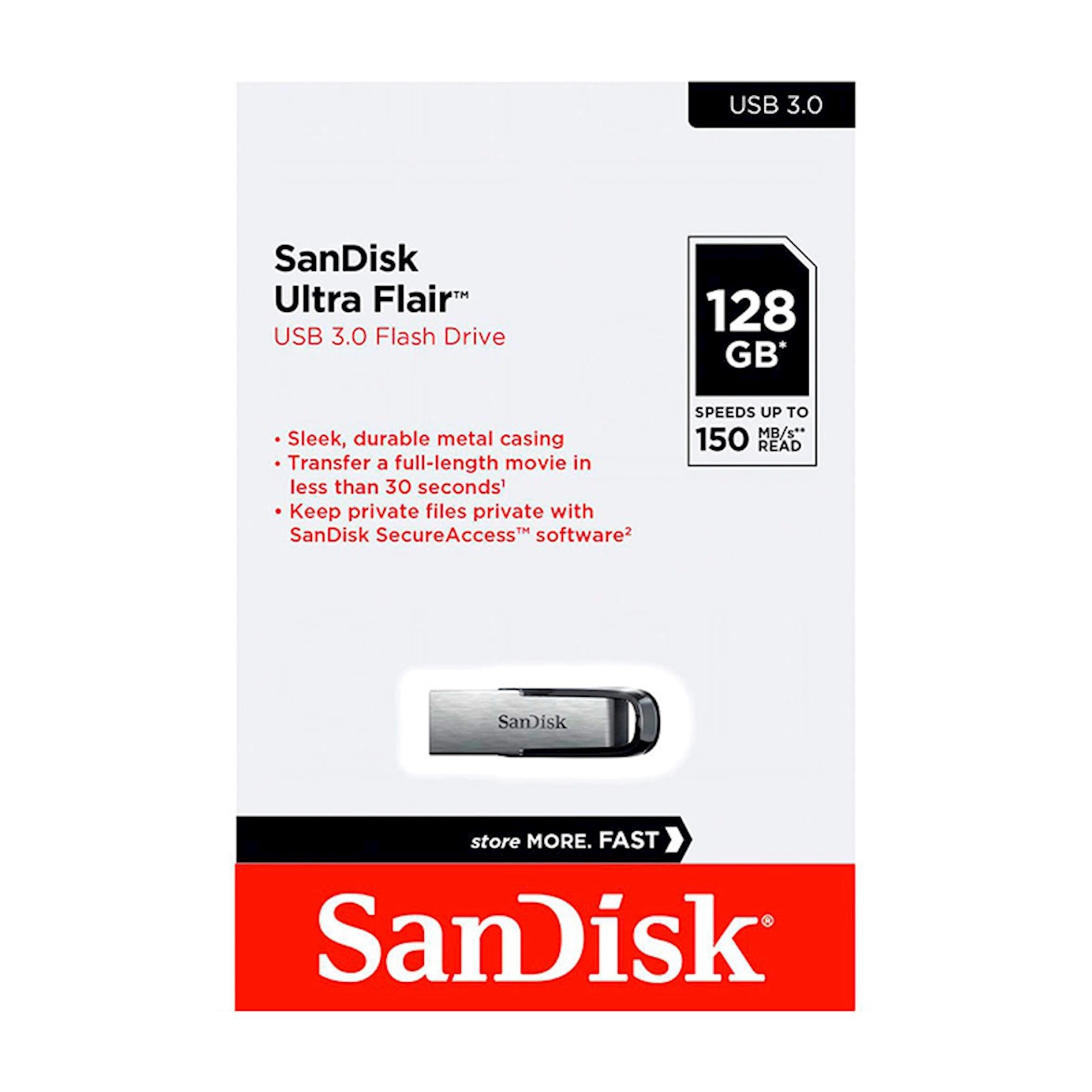 Fləş kart SanDisk Ultra Flair USB 3.0 128 GB Black