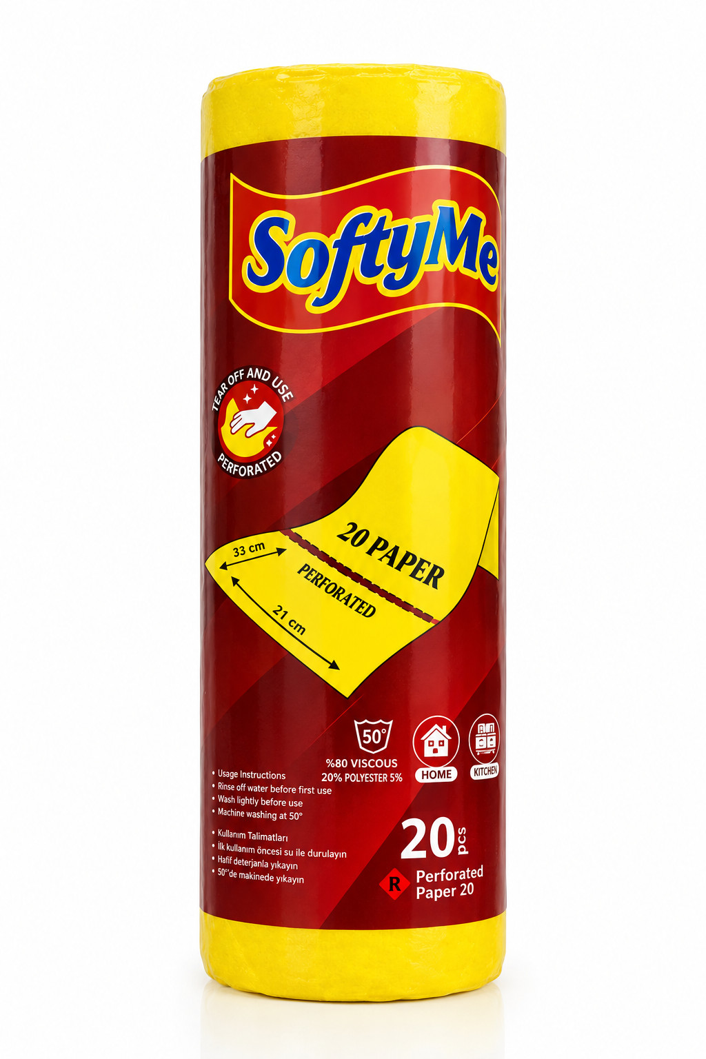 Təmizləmə üçün salfet Softy Me, rulon, 20 əd, sarı