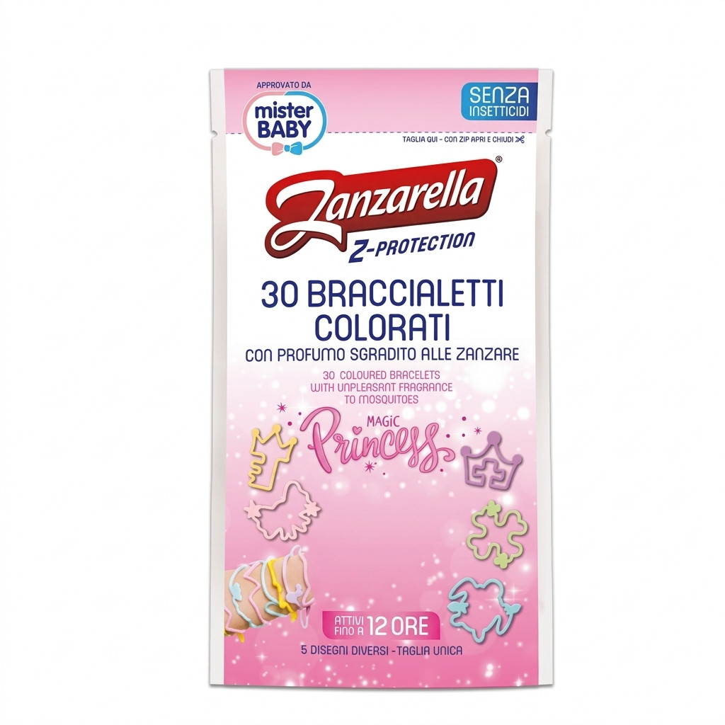Ağcaqanadlara qarşı ətirli qolbaqlar Zanzarella Z-Protection Magic Princess, 30 əd