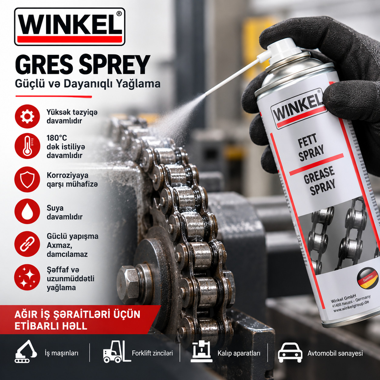 Zəncir yağlama spreyi Winkel W160121 500 ml velo və motosiklet üçün