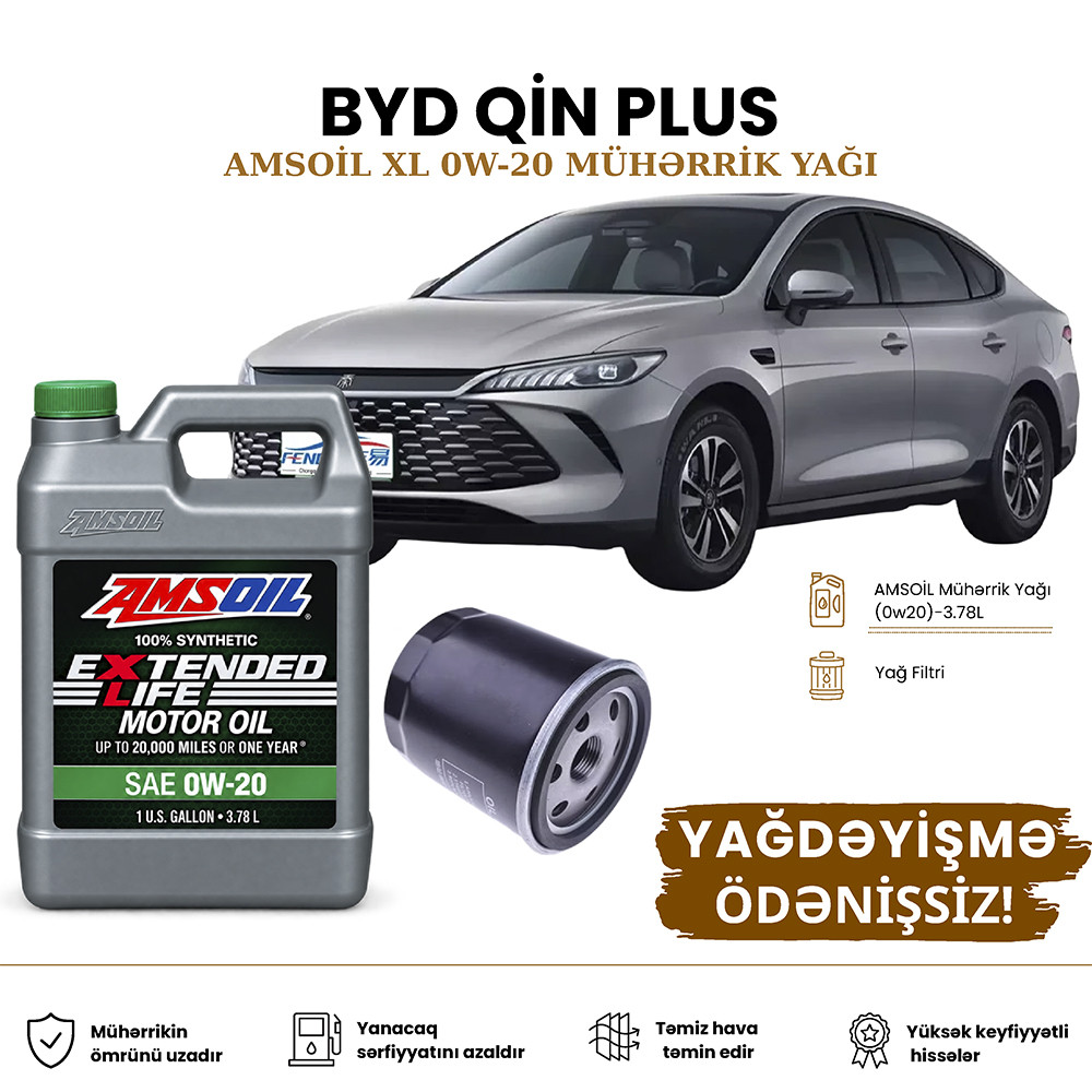 Yağ dəyişdirmə dəsti Amsoil, BYD Qin Plus üçün, 0W-20 Extended Life (XL), motor yağı/yağ filtri