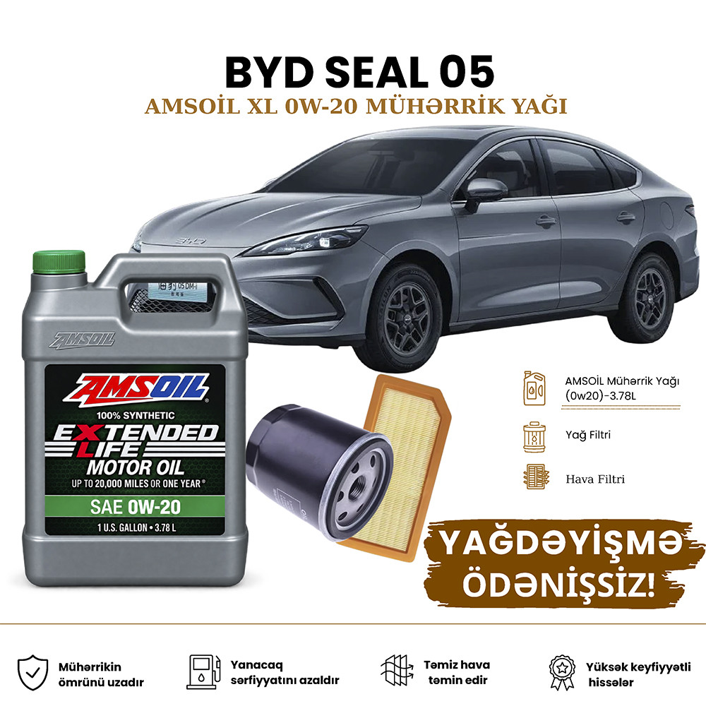 Yağ dəyişdirmə dəsti Alpine, BYD Seal 05 üçün, 0W-20 Extended Life (XL), motor yağı/yağ filtri/hava filtri