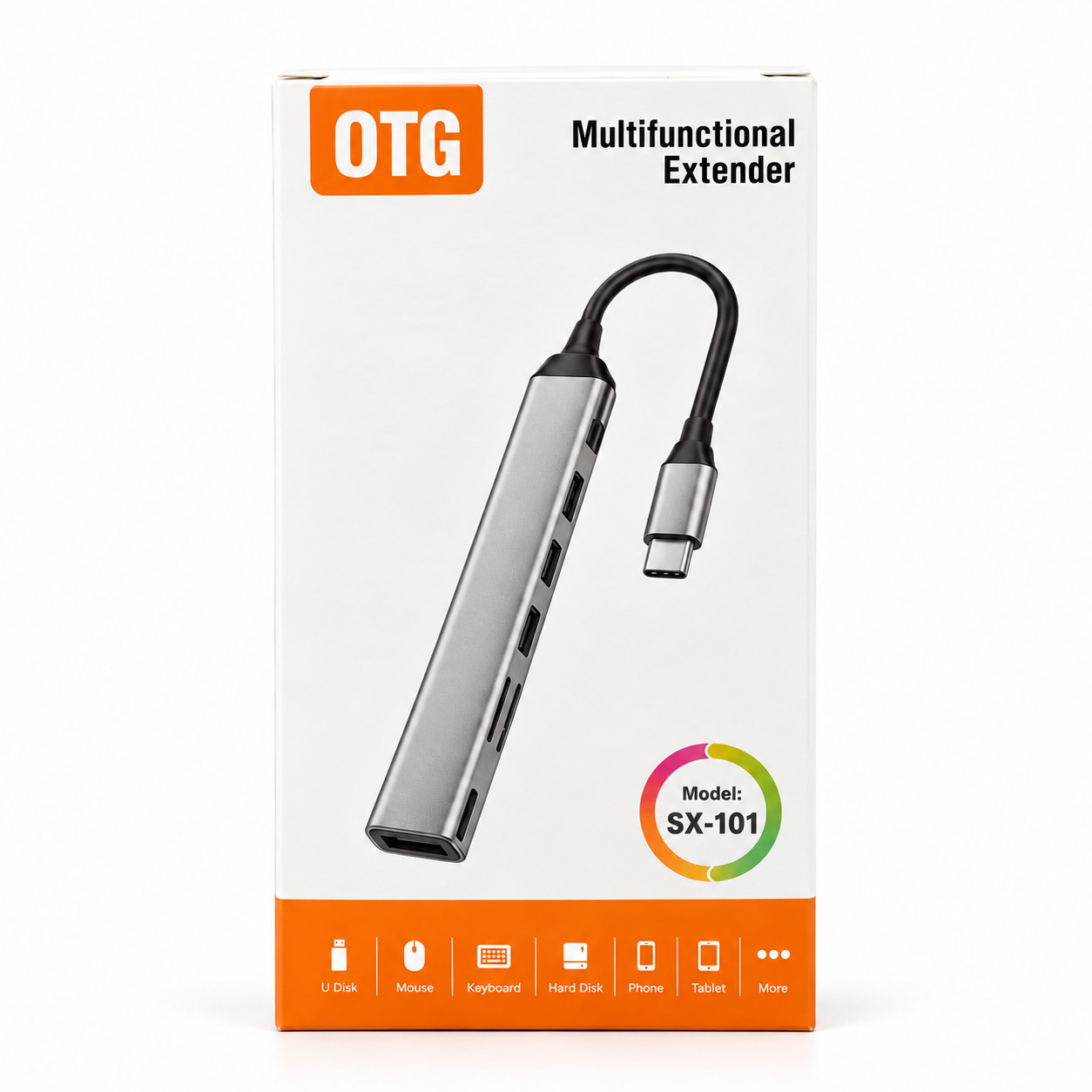 USB hub OTG SX-101, Gümüşü, USB-C