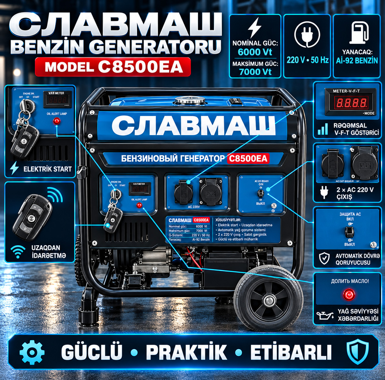Benzin generatoru Славмаш C8500EA 6/7 kW