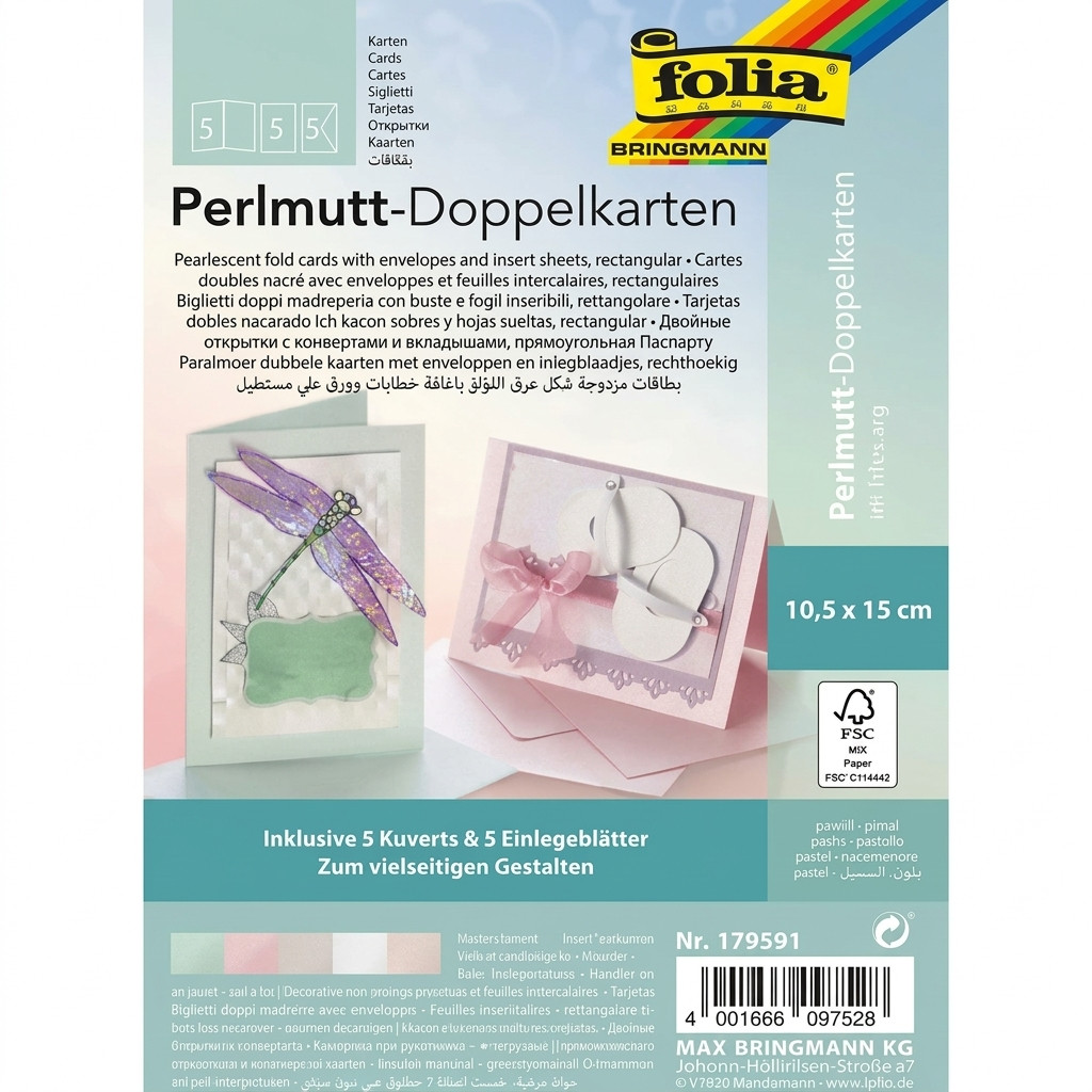 Təbrik açıqcası Folia Perlmutt Doppelkarten, 10.5x15 sm