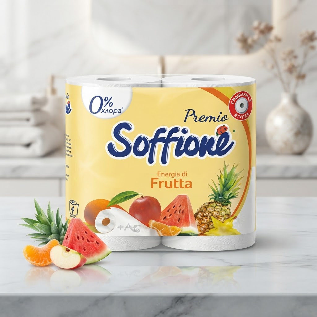 Kağız dəsmal Soffione, 2 rulon, ağ