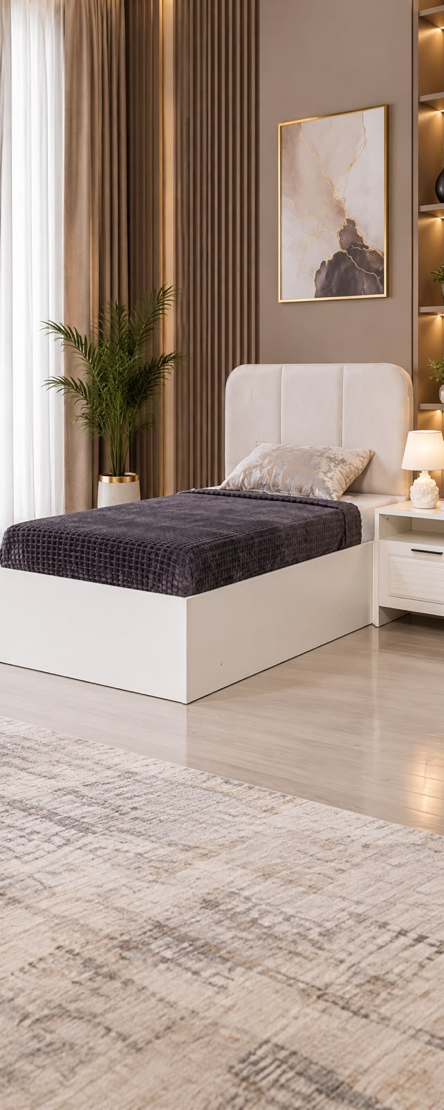 Bir nəfərlik çarpayı SM9062, laminat, ağ, 104x205 sm