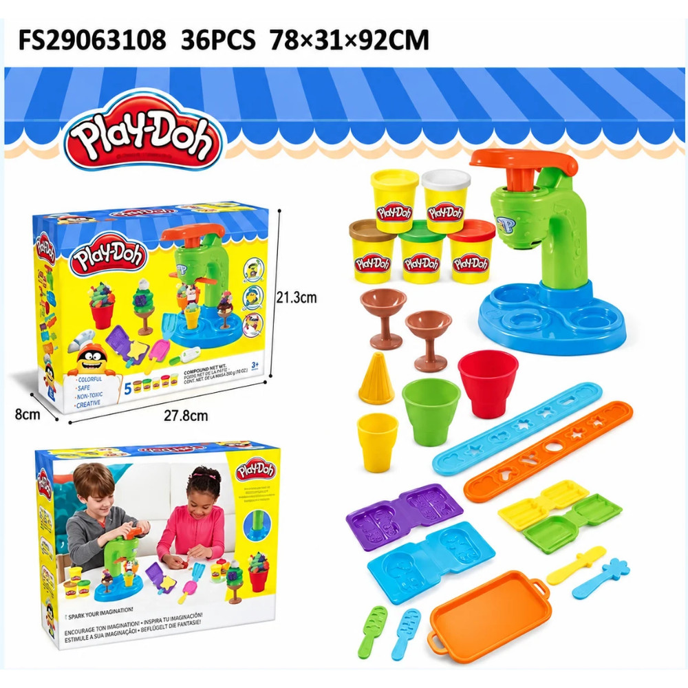 Plastilin SuperToys, Dondurma Hazırlayan Plastilin Dəsti, 5 rəng, 700 q