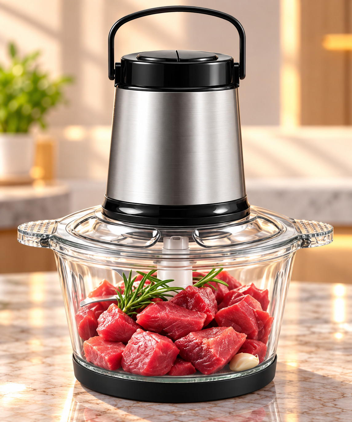 Universal doğrayıcı, 150 Vt, 2 L, Gümüşü, Şəffaf