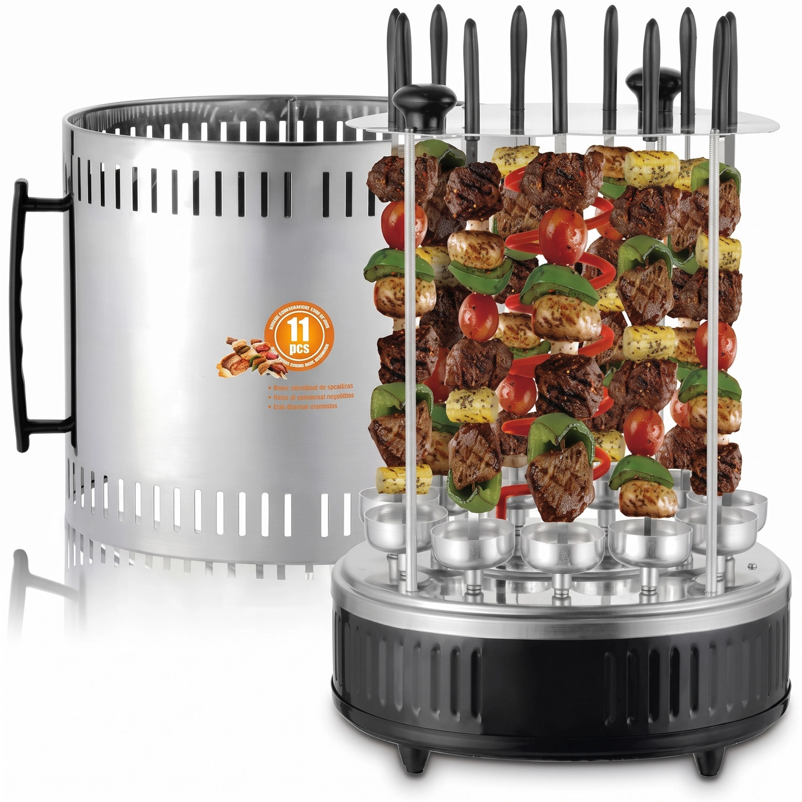 Elektrik manqal LumaBella, 1500 Vt, Barbekyu/Ət/Kəbab/Toyuq/Tərəvəz, Gümüşü