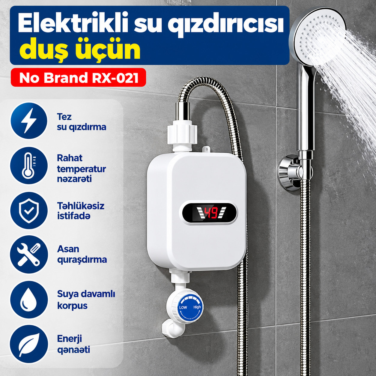 Su qızdırıcısı RX-021, axarlı, 18 litr/dəq, 3000 kVt