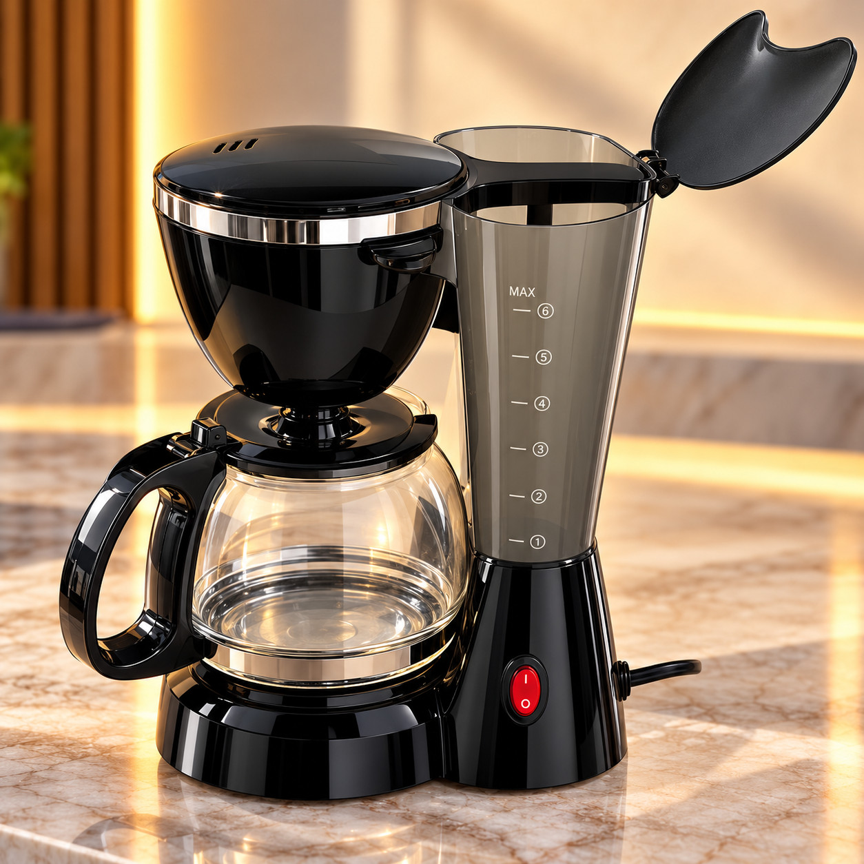 Qəhvəbişirən, damcılı, 800 Vt, 0.6 L, qara