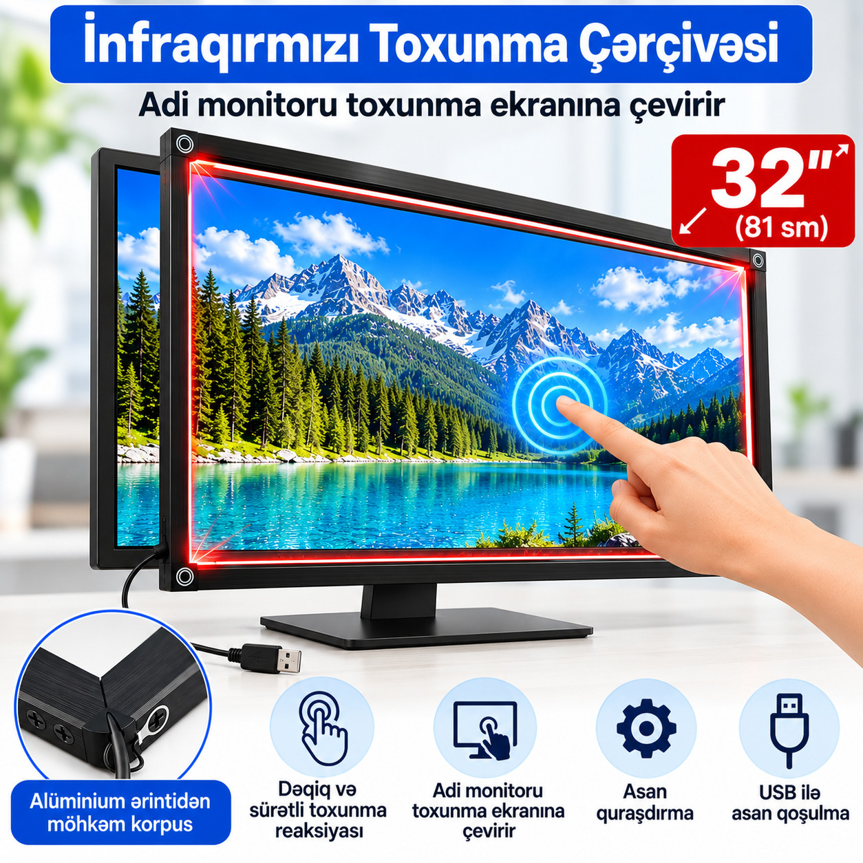 Sensor çərçivə, qara, 32 düym
