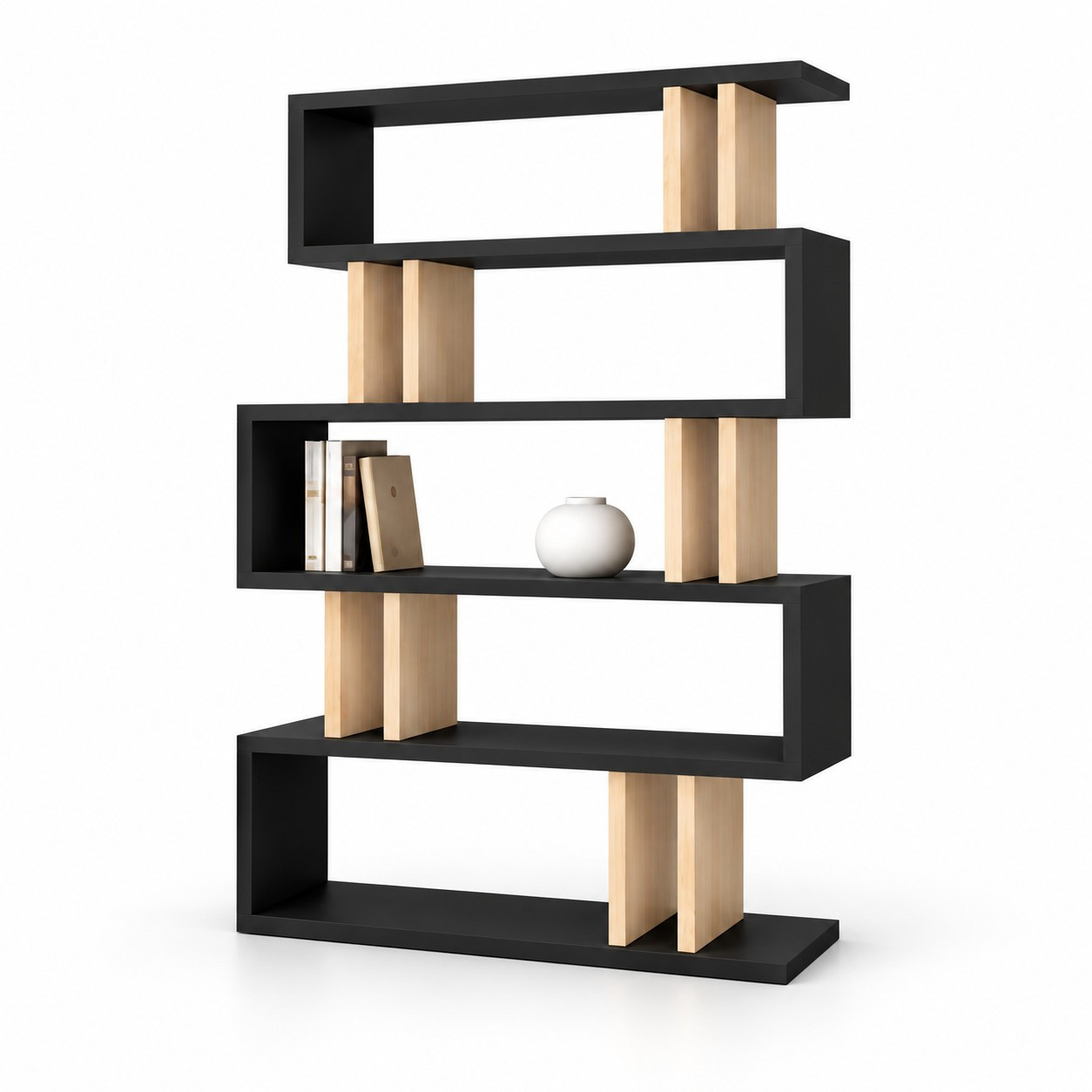 Divar rəfi 9224, laminat, qara/sonoma, 180x90x30 sm
