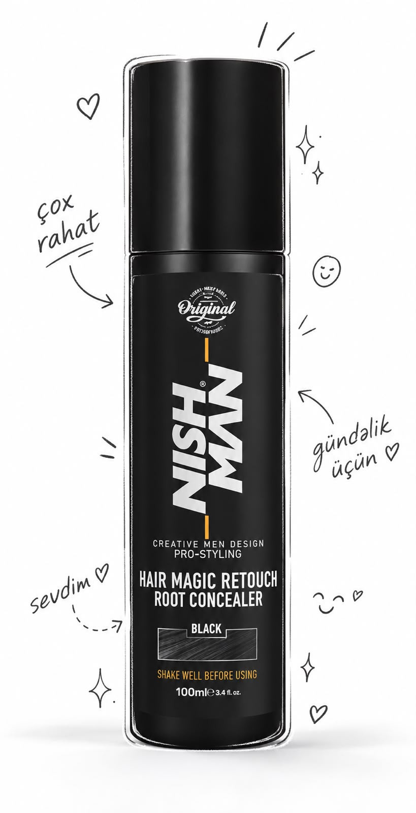 Tonlaşdırıcı sprey Nishman Magic Retouch Black, 100 ml
