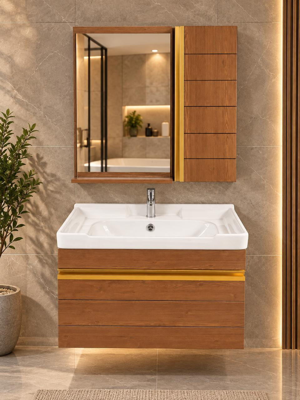 Hamam otağı üçün mebel dəsti, qəhvəyi, PVC