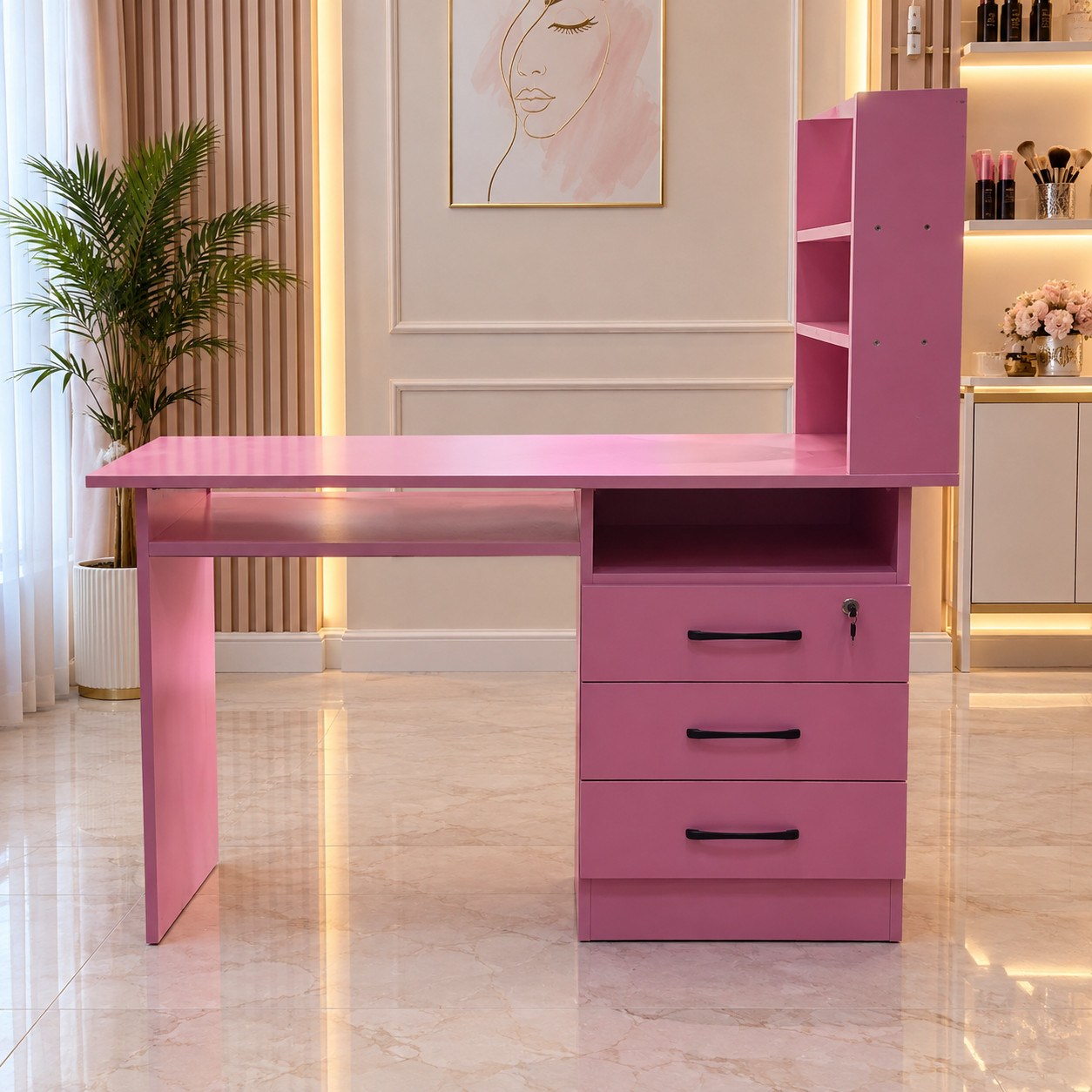 Salon üçün masa 52197617, çəhrayı, laminat, 73x55x120 sm