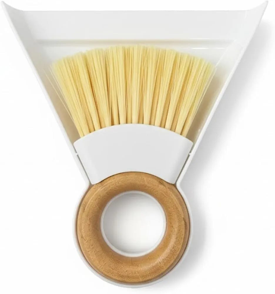 Süpürgə və xəkəndaz, masa üçün, plastik, ağ