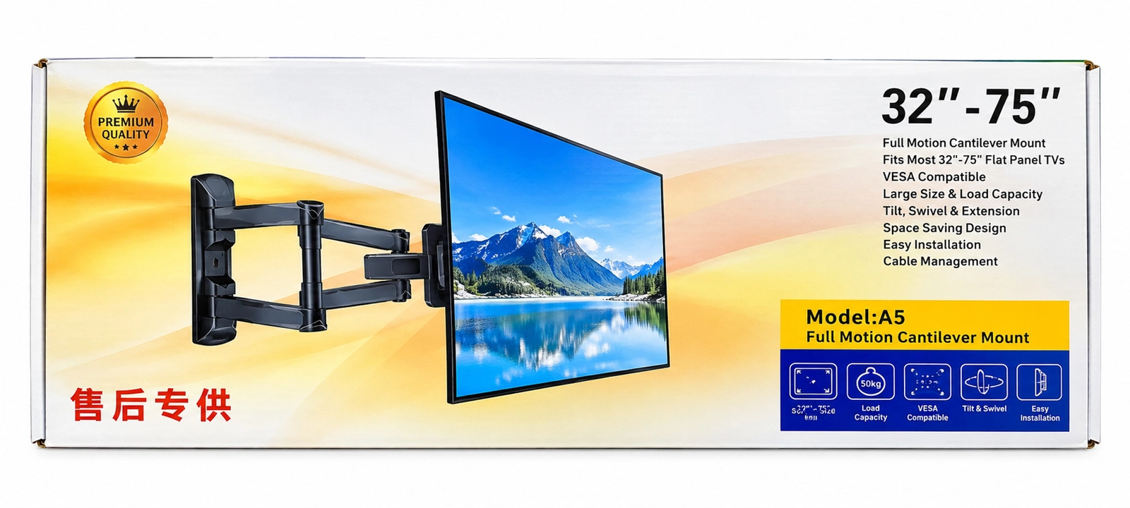 TV kronşteyni, 32-75 düym, VESA 600x400, 50 kq