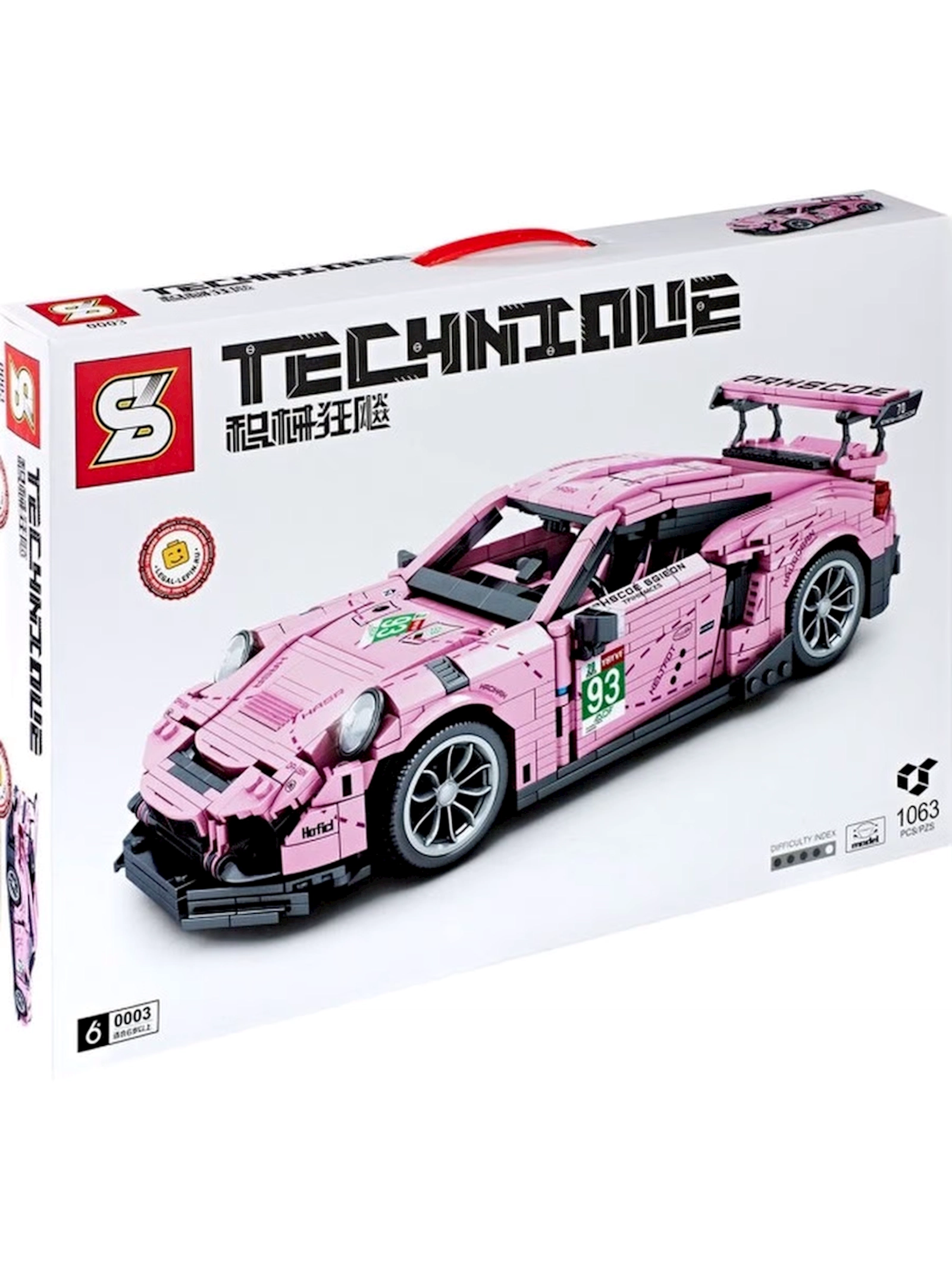 Qurma model Senco Porsche 911 İdman avtomobili çəhrayı, 1063 hissə
