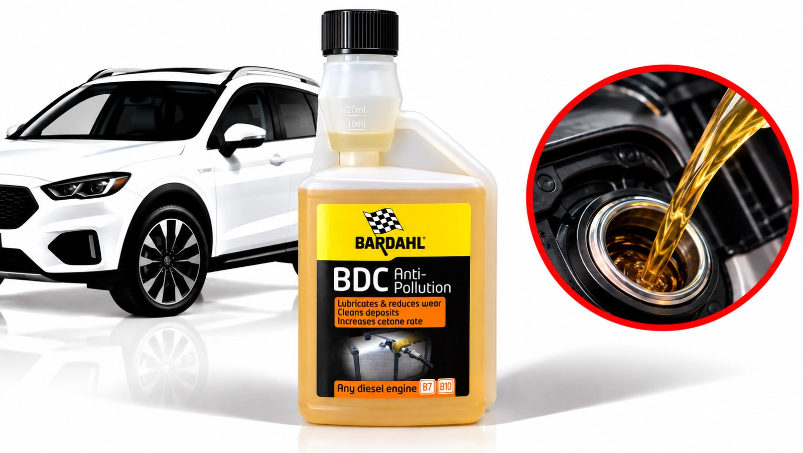 Yanacaq qatqısı Bardahl, BDC Anti-Pollution, Dizel injektorlarının təmizlənməsi, Dizel mühərriki, 1000 ml