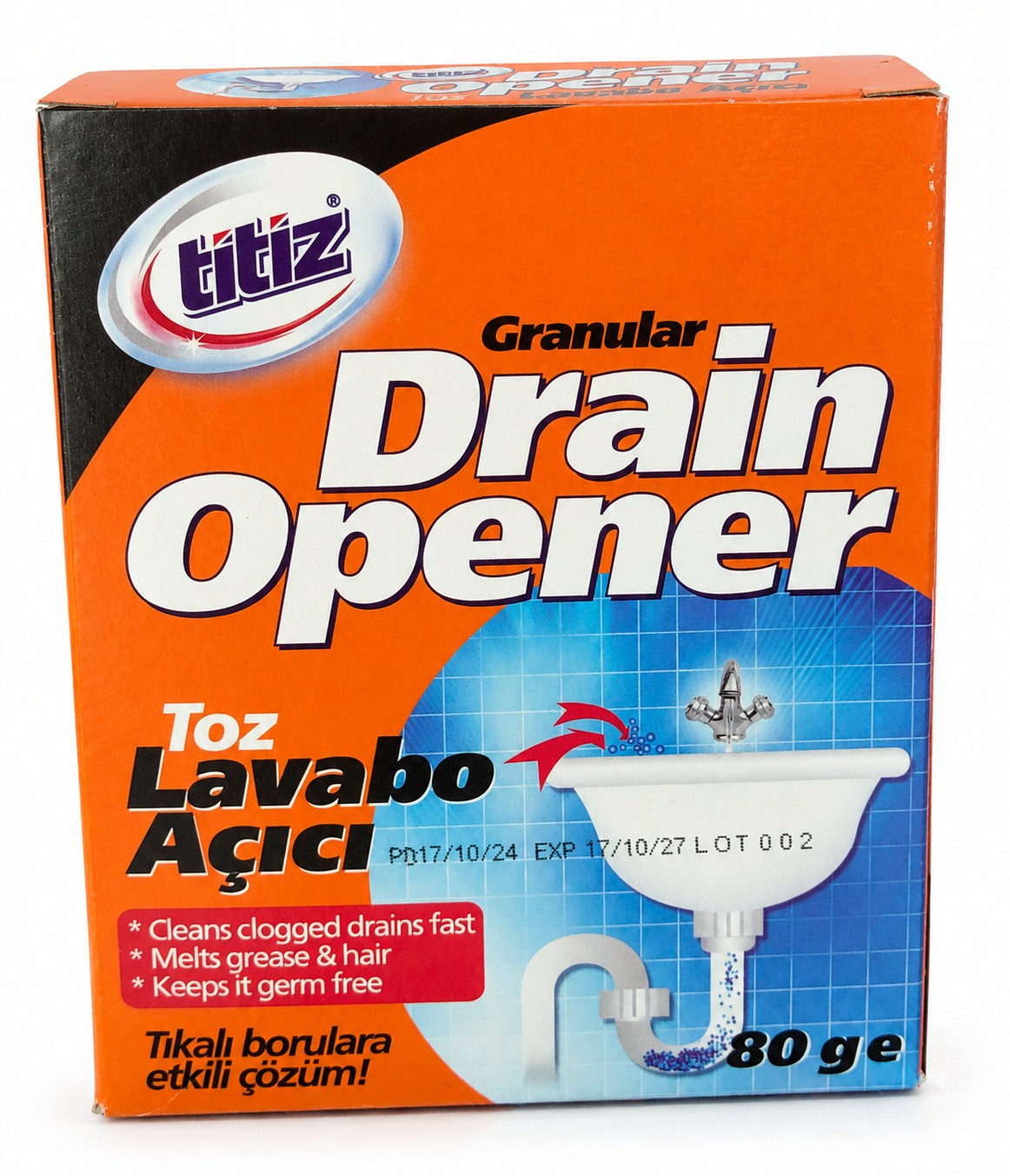 Boruların təmizlənməsi üçün vasitə Titiz, Toz, 80 q