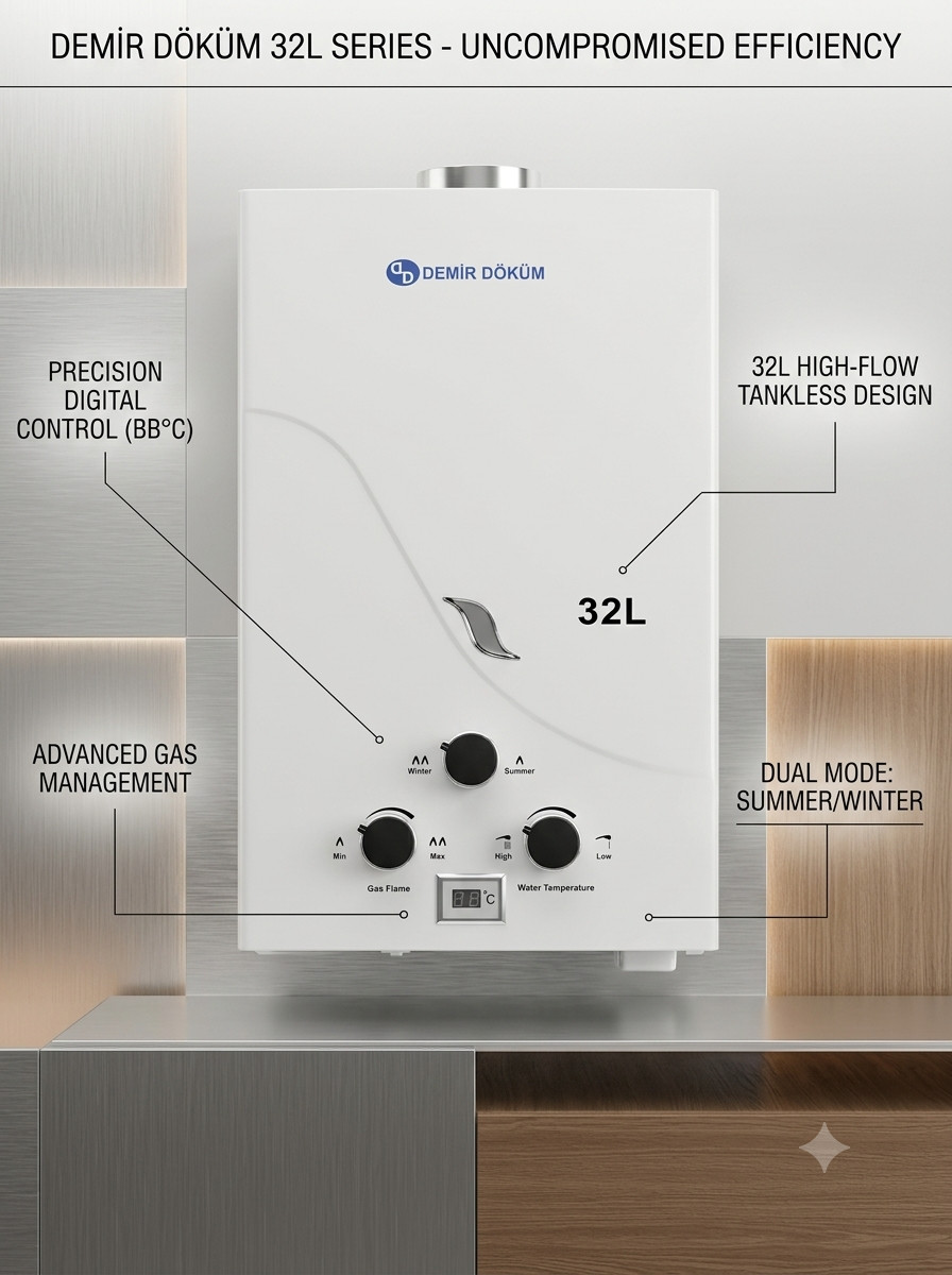 Su qızdırıcısı DemirDöküm, AP-5791, Axarlı, 32 L, 32 litr/dəq, 68 kVt