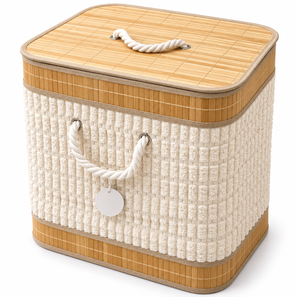 Çamaşır üçün səbət, 40 l, bambuk/parça