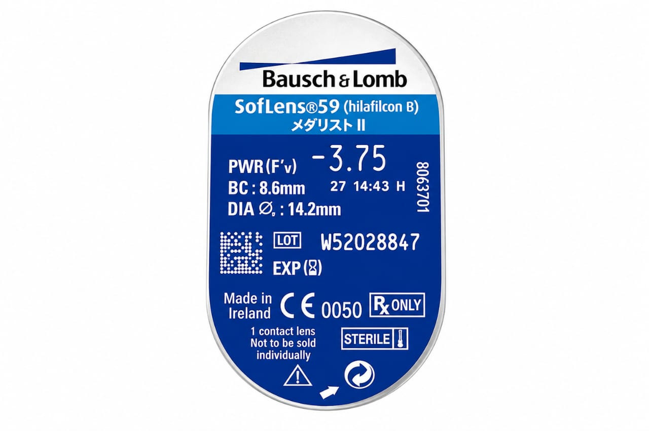 Optik linza Bausch & Lomb, şəffaf, -3.75