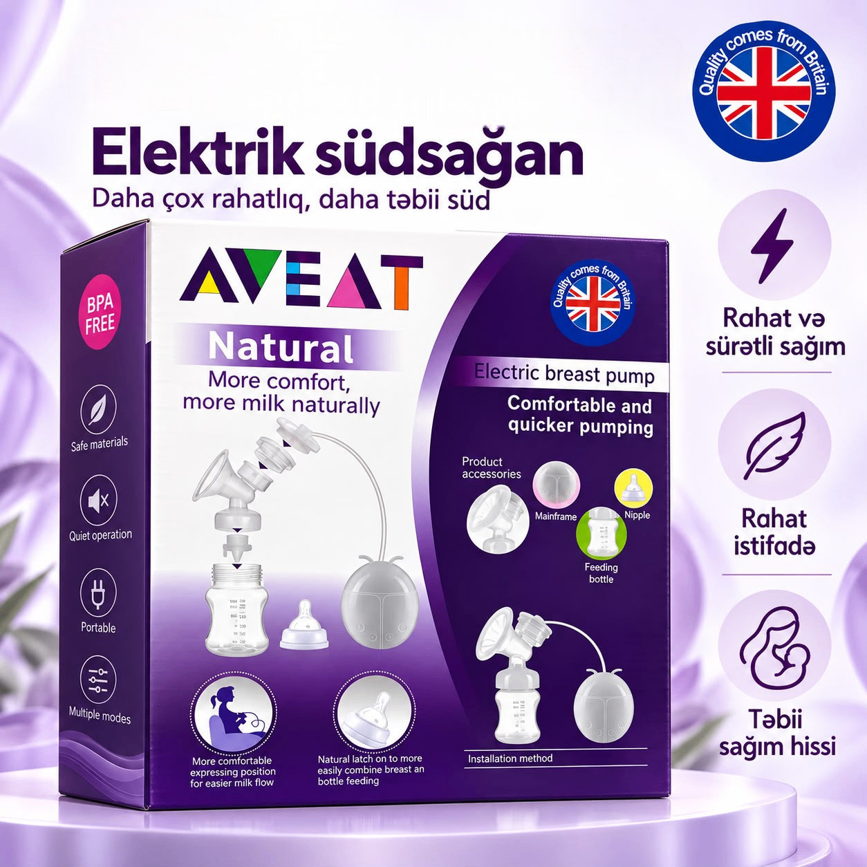 Elektrik südsağan, 120 ml, plastik, 2 rejim