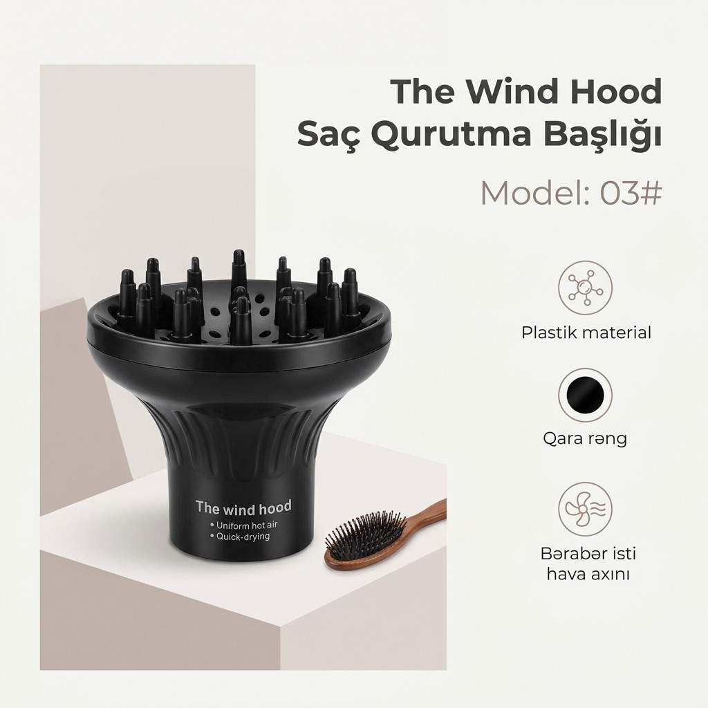 Taxma The Wind Hood fen BaByliss E700X üçün, qara