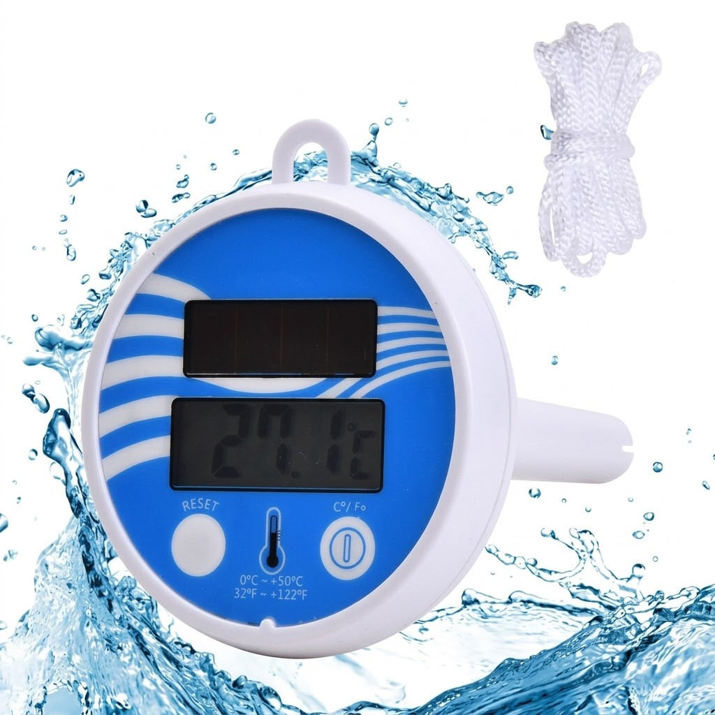 Suyun temperaturunu ölçmək üçün Termometr, Plastik, Ağ/Göy