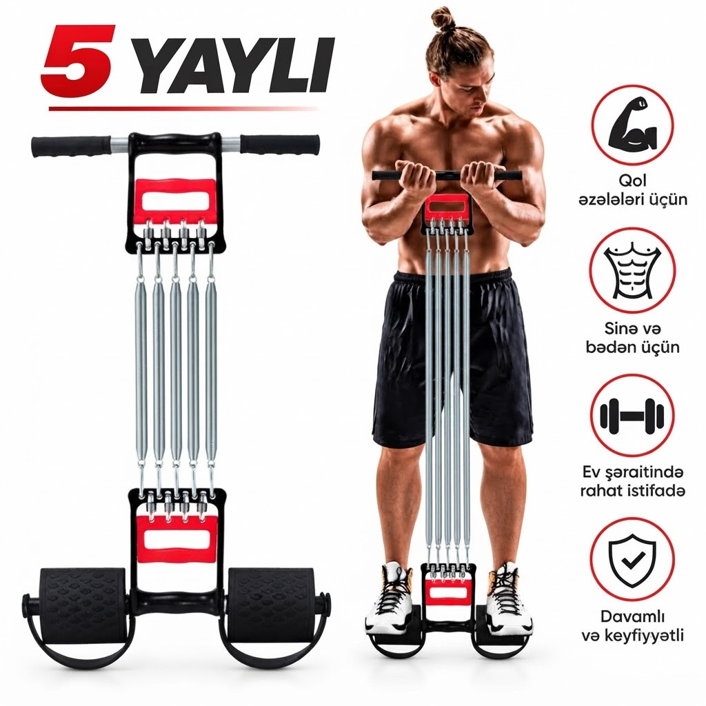 Yaylı espander, 30-75 kq, metal/plastik, qara/qırmızı