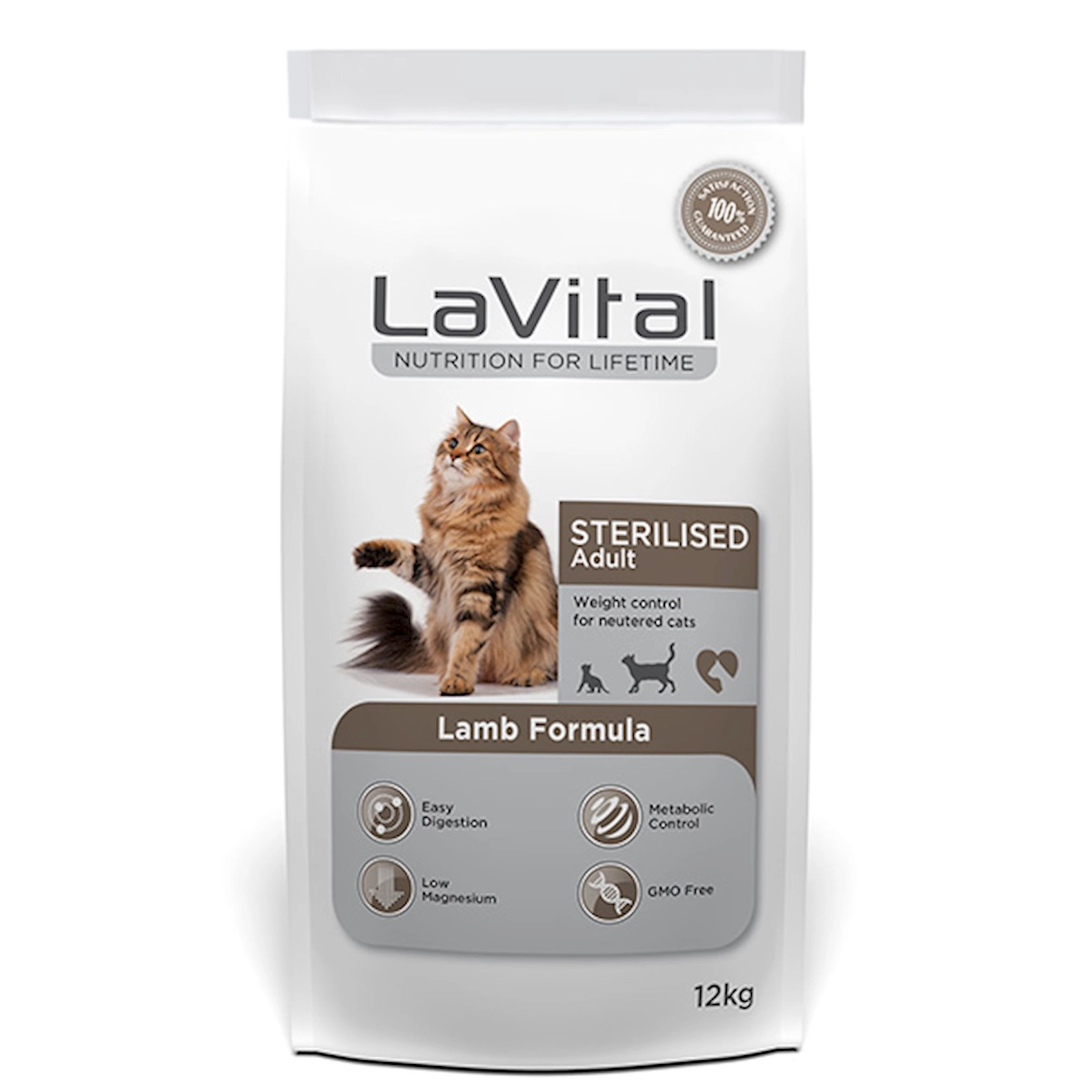 Quru yem Lavital Sterilized Adult Cat Lamb Formula sterilizasiya edilmiş-axtalanmış pişiklər üçün quzu əti ilə 12 kq