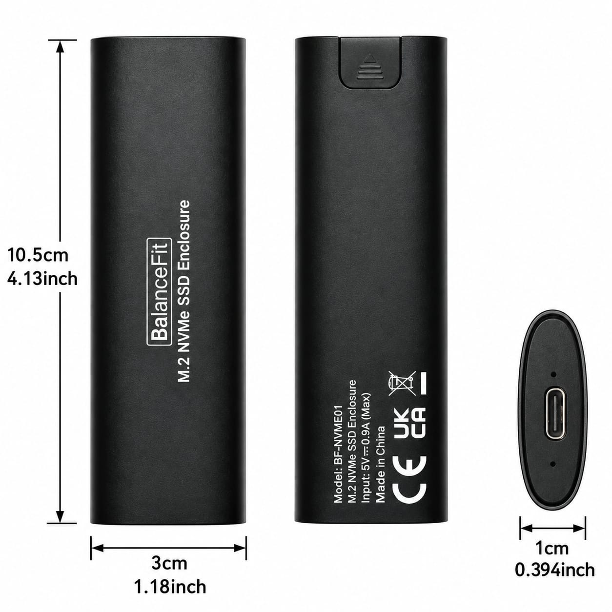 SSD üçün korpus BalanceFit M48S, Alüminium ərintisi, Qara