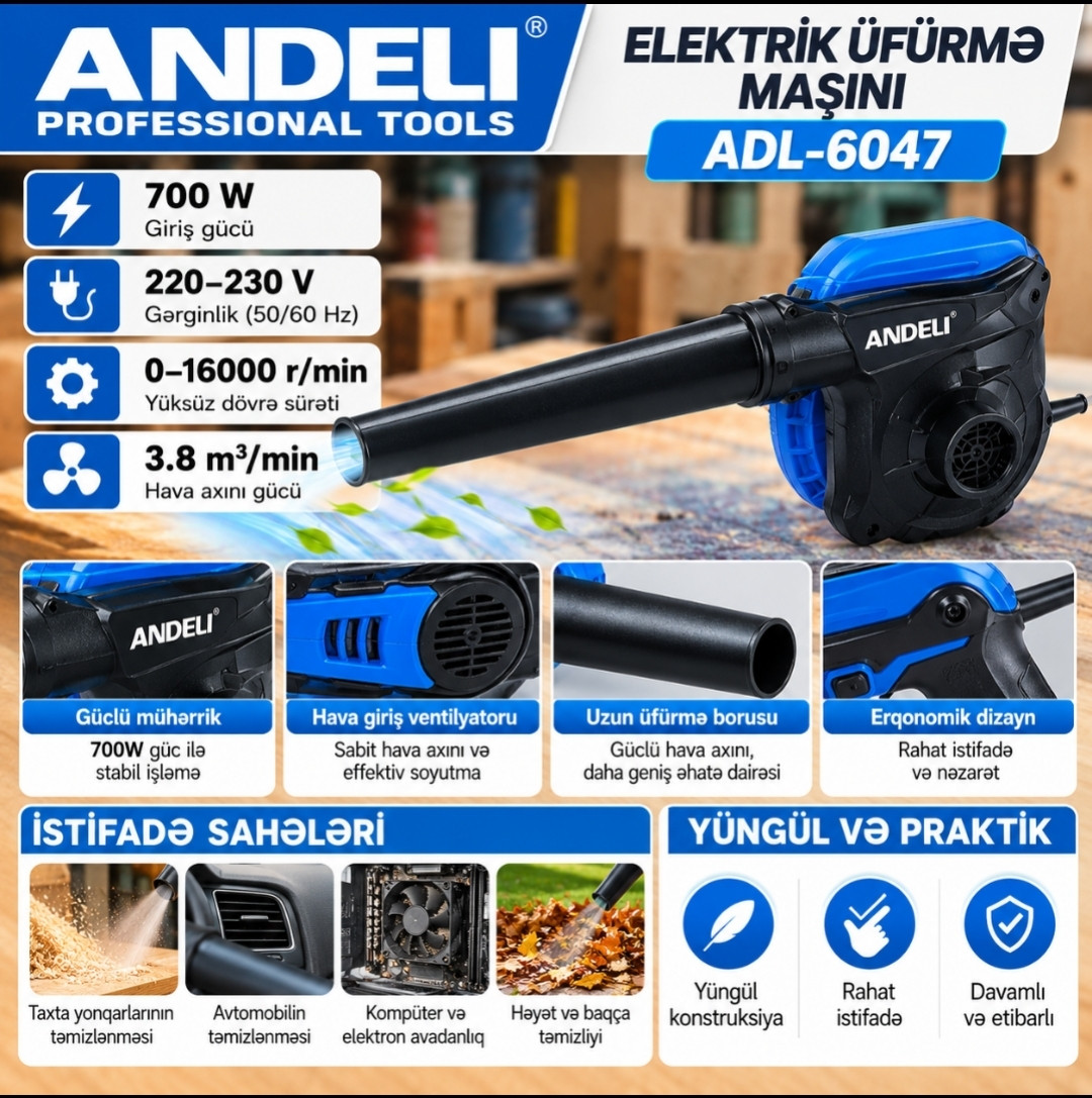 Hava üfürücü Andeli ADL-6047 elektrik 0.7 kW