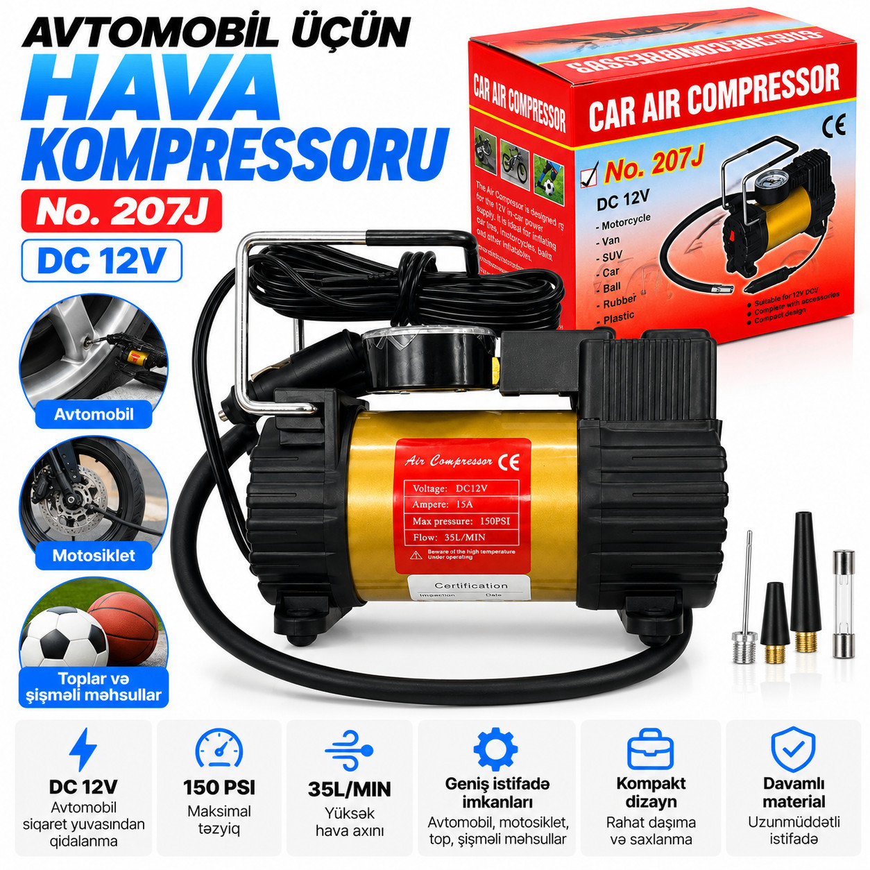 Avtomobil üçün hava təmizləyicisi, 12 Vt, USB, qara