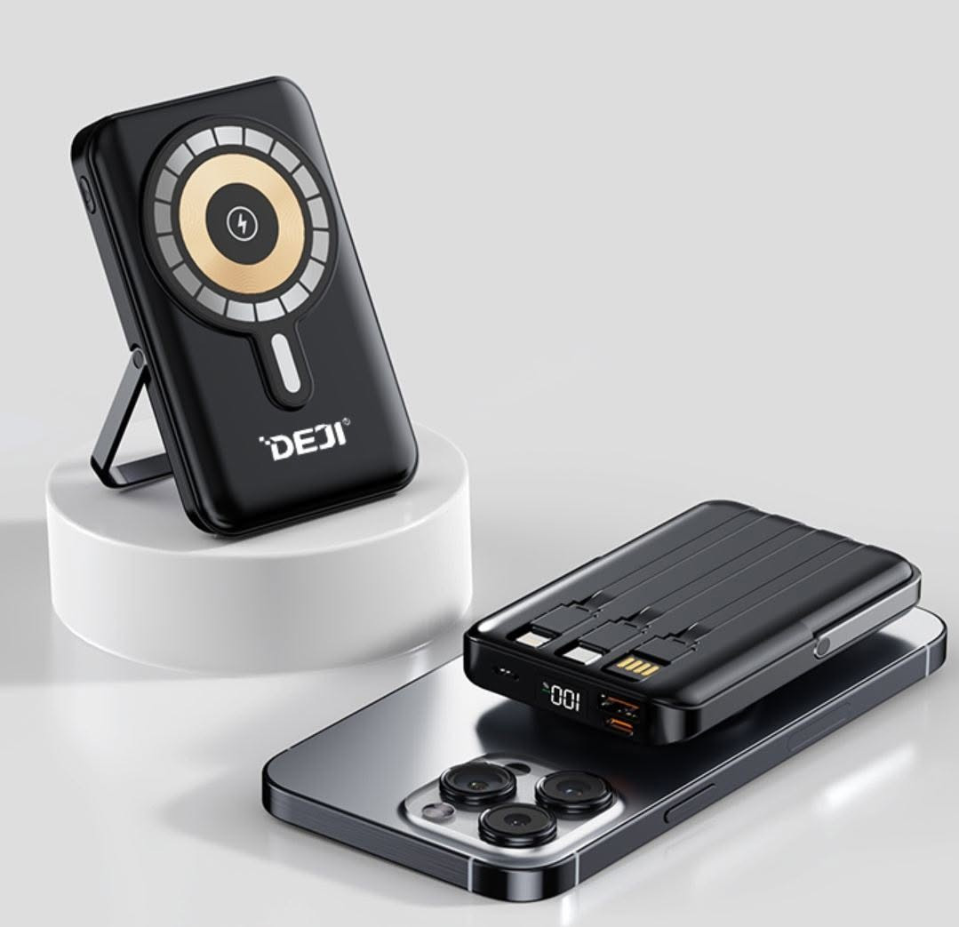 Xarici akkumulyator Deji DJ-B275 10000 mAh 22.5 W Lightning/Micro-USB/USB-A/USB-C qara